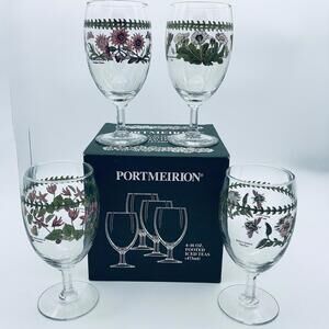 Vintage Portmeirion "BOTANIC GARDEN" Footed Iced Tea Glasses 16 0z. w/Box